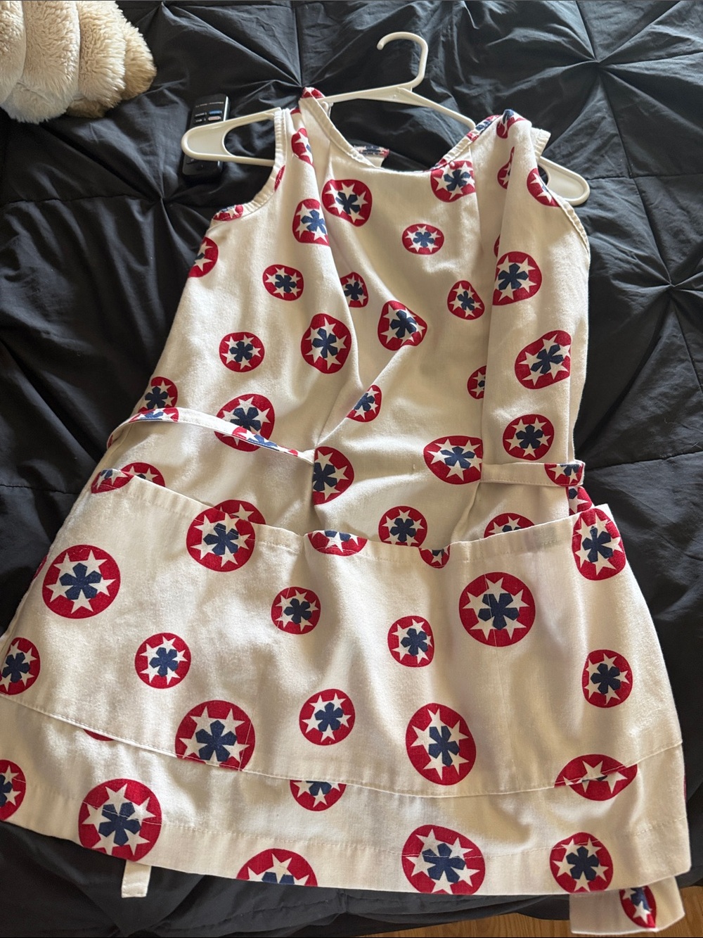 Cream Sundress with Red & Navy Star Medallion Print